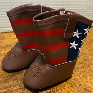Baby Doll Cowboy Boots American Flag Stars Red Stripes Fits American Dolls